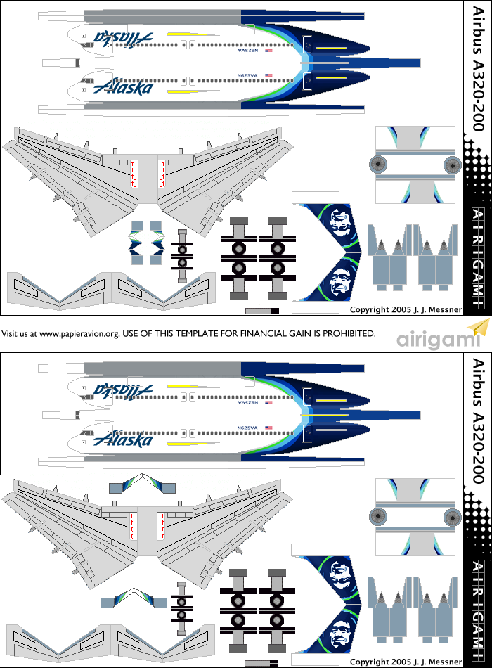4G: Alaska Airlines (2016 c/s) - Airbus A320-200 and Airbus A320-2WL [Airigami X by Haryel]