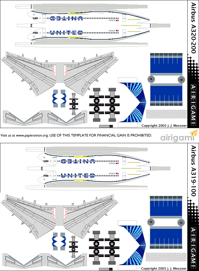 4G: United Airlines (2019 c/s) - Airbus A319-100 and Airbus A320-200 [Airigami X by Haryel]