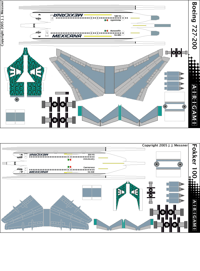 4G: Mexicana (1996 c/s) - Boeing 727-200 [4GMXA2001D] and Fokker 100 [4GMXA2001G]