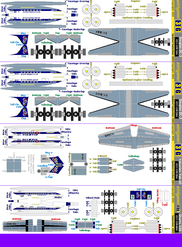 3G: Olympic Airways (1961 c/s) - ATR-72 [3GOAL0403] and Douglas DC-3 [3GOAL0406] and Shorts 360 [3GOAL0407] and Yakovlev Yak-40 [3GOAL0408]