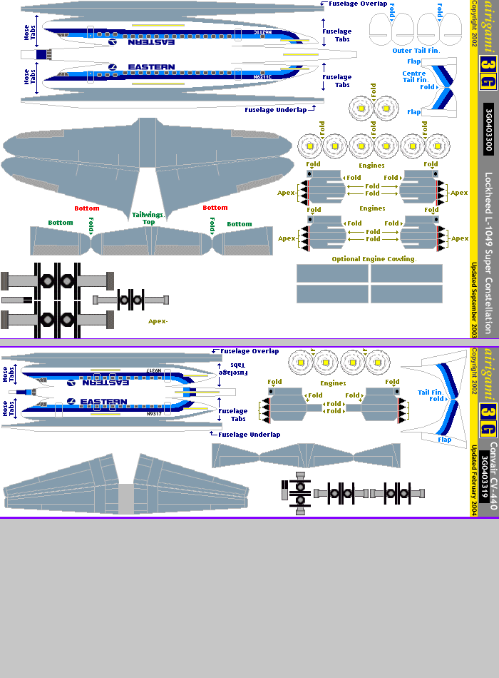 3G: Eastern Air Lines (1965 c/s) - Lockheed L-1049 [3G0403300] and Convair CV-440 [3G0403315] and Douglas DC-3 [3G0403319]
