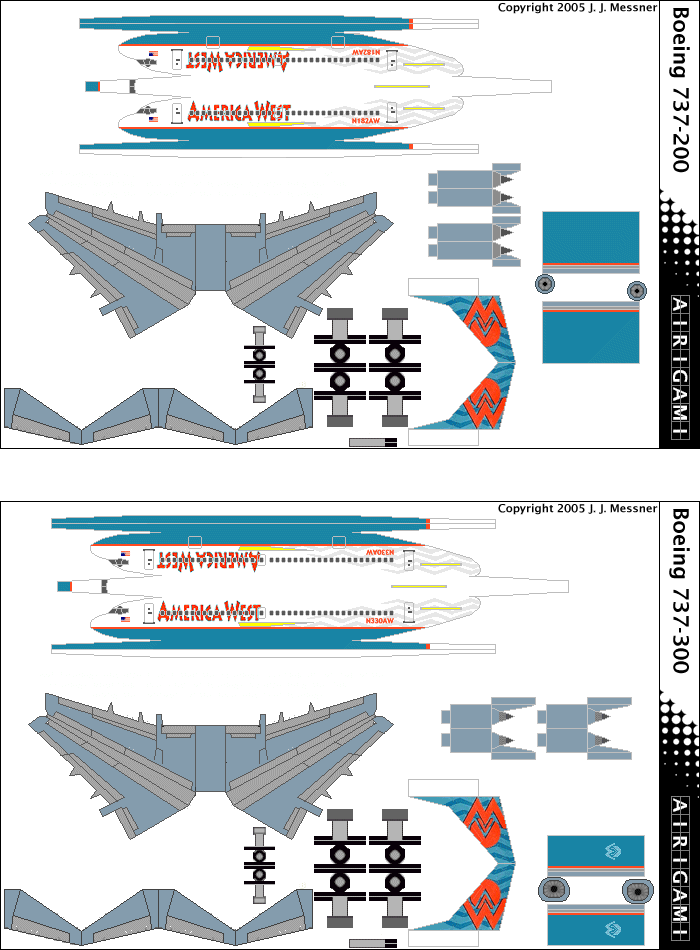 4G: America West (1996 c/s) - Boeing 737-200 [4GAWE0408C] and Boeing 737-300 [4GAWE0408D]