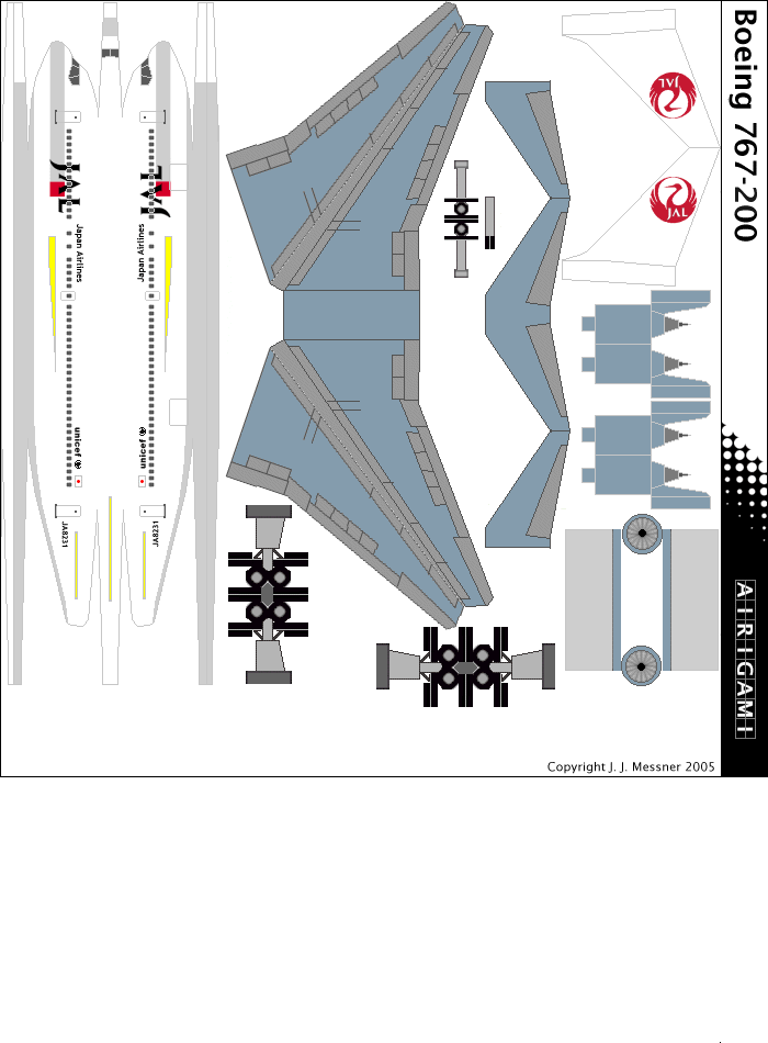4G: Japan Air Lines (1989 c/s) – Boeing 767-200 [4GJAL0403A] | Papier ...