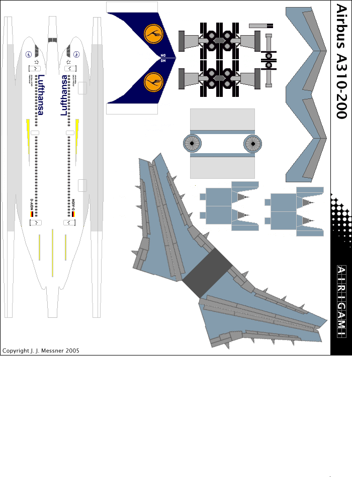 4g Lufthansa 1989 C S Airbus A310 4gdlh0402m Papier Avion By Airigami