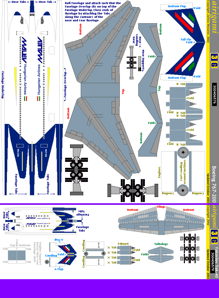 3G: Malev (1989 c/s) - Boeing 767-200 [3G0406576] and Yakovlev Yak-40 [3G0406579]
