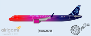 9G: Alaska Airlines (2016 c/s) Airbus A321-NEO [9GASA20J46]