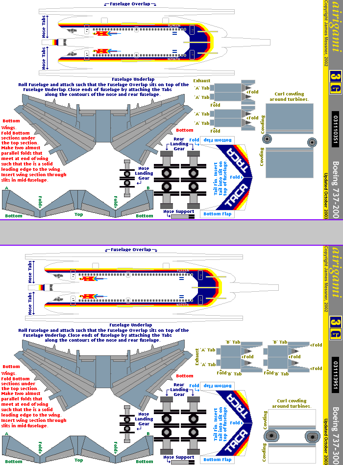 3G: TACA (1982 c/s) - Boeing 737-200 [0311103S1] and Boeing 737-300 [0311139S1]
