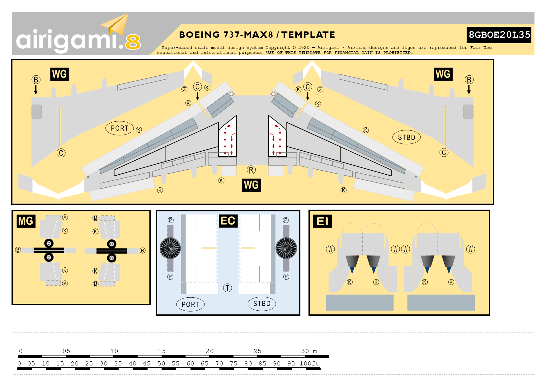 All White Boeing 737-8 MAX template – ShopNorebbo