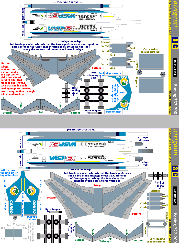 3G: VASPEX Cargo (2001 c/s) - Boeing 727-200 [0311015A1] and Boeing 737-200 [0311014A1]