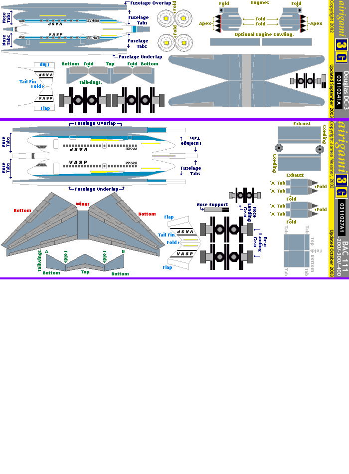 3G: VASP (1962 c/s) - BAC 1-11 [0311027A1] and Douglas DC-3 [0311024A1]