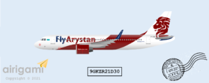 9G: Fly Arystan (2018 c/s) - Airbus A320-NEO [9GKZR21D30]