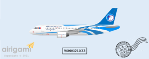 9G: Aero Mongolia (2021 c/s) - Airbus A319-100 [9GMNG21D33]