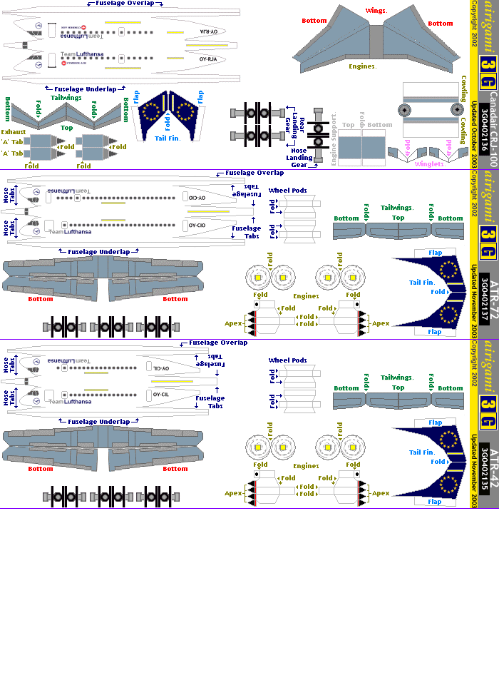 3G: Cimber (1996 c/s) - ATR-42 [3G0402135], ATR-72 [3G0402137] and Canadair CRJ-200 [3G0402136]
