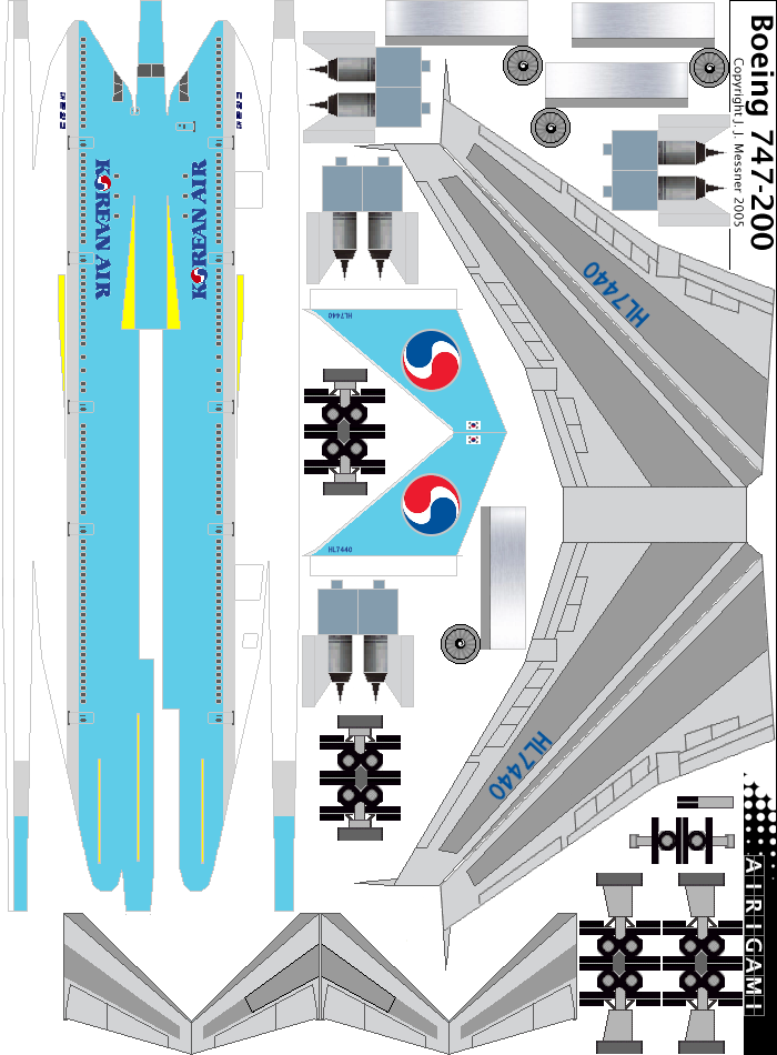 4G: Korean Air (1984 c/s) - Boeing 747-200 [Airigami X by Air System 3991]