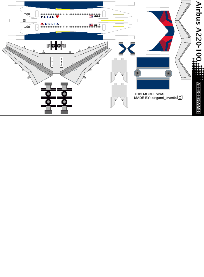 4G: Delta Air Lines (2007 c/s) - Airbus A220-100 [Airigami X by Herbatopolis]