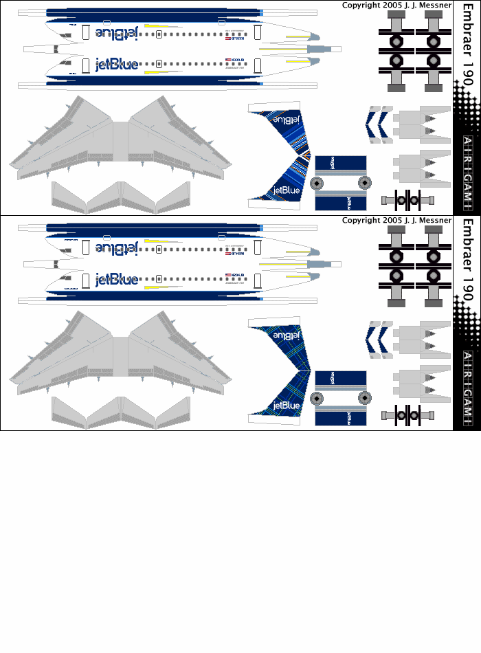 4G: JetBlue Airways (2010 c/s) - Embraer 190 and Embraer 190 [Airigami X by Gabriel Souza]