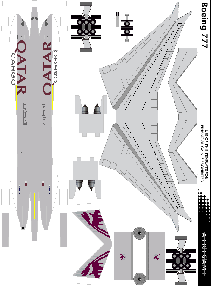 4G: Qatar Airways Cargo (2011 c/s) - Boeing 777-200 [Airigami X by Edward Carey]