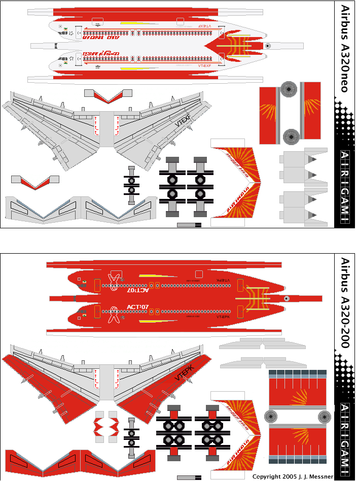 4G: Air India (2007 c/s) - Airbus A320-200 and Airbus A320-200 [Airigami X by RobertCojan]