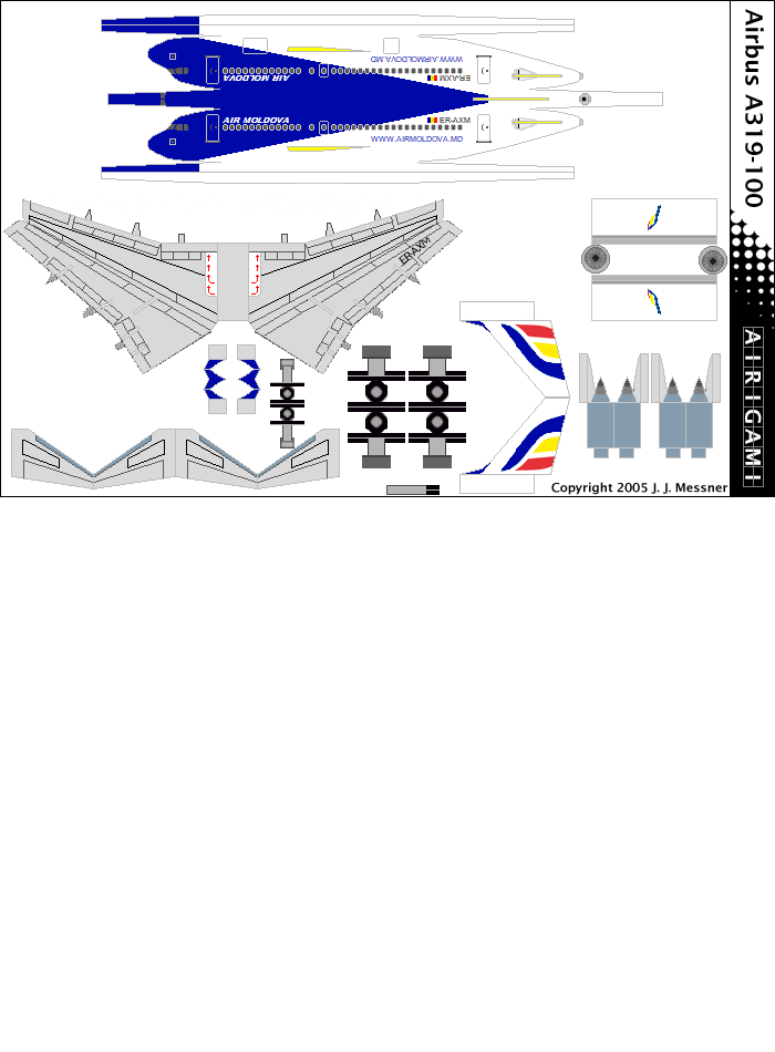 4G: Air Moldova (2003 c/s) - Airbus A319-100 [Airigami X by RobertCojan]