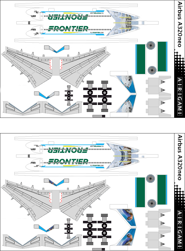 4G: Frontier Airlines (2016 c/s) - Airbus A320-NEO and Airbus A320-NEO [Airigami X by BTCAP]