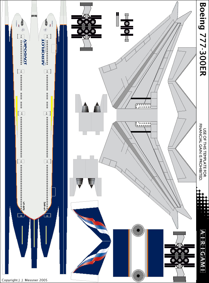 4G: Aeroflot (2003 c/s) - Boeing 777-300ER [Airigami X by AZERMASTER]