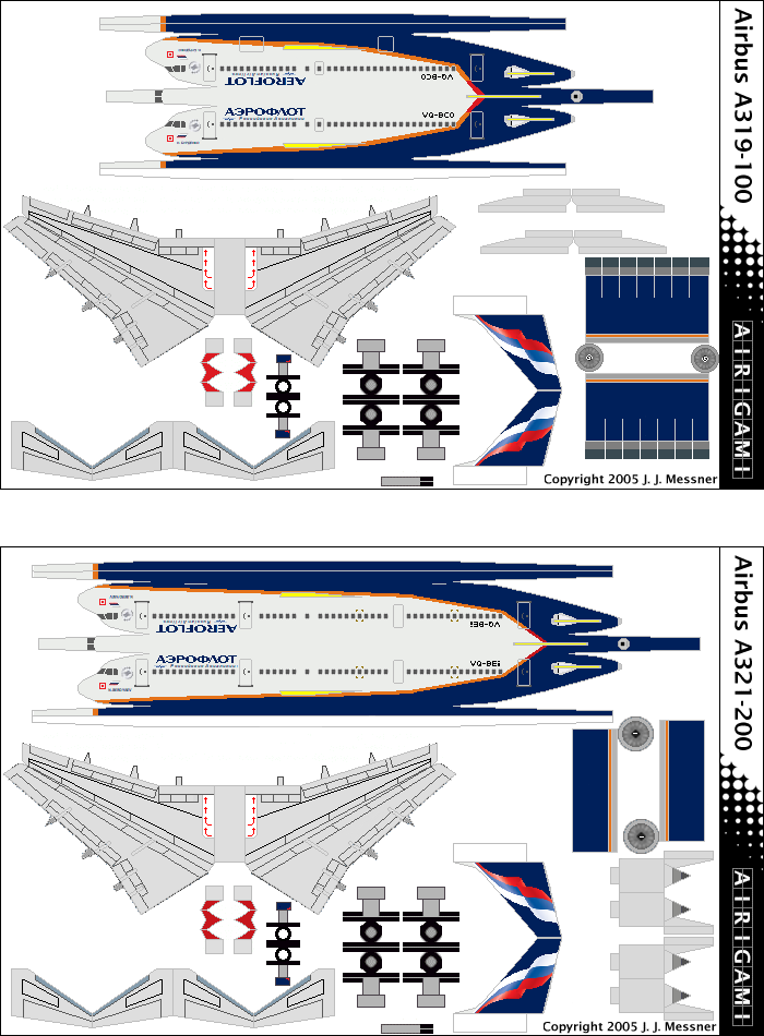 4G: Aeroflot (2003 c/s) - Airbus A319-100 and Airbus A321-200 [Airigami X by AZERMASTER]